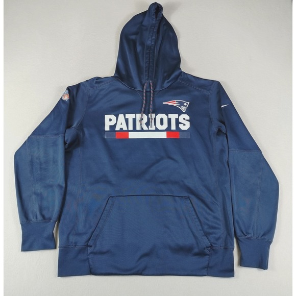 New England Patriots Hoodie Mens Large Blue NFL Football Dri-FIT Pullover Nike - Picture 1 of 11